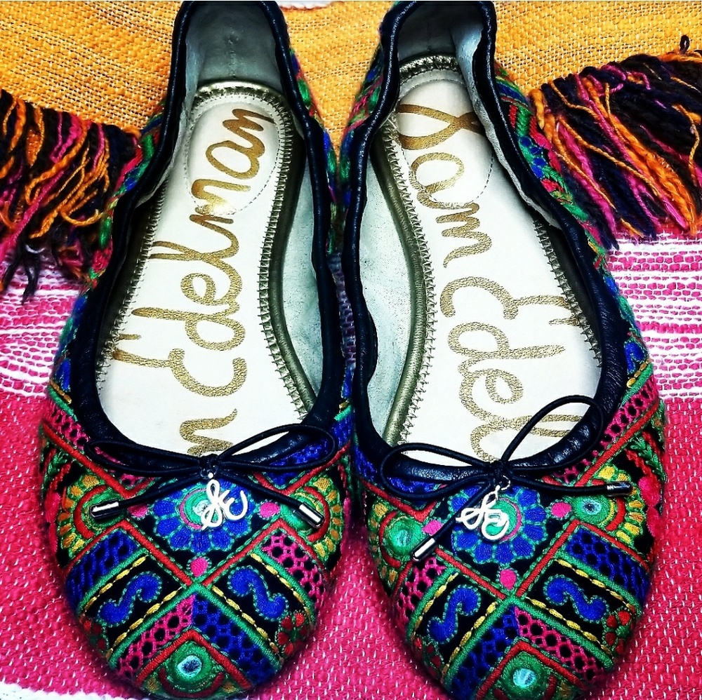 《Sam Edelman》Felicia Tribe Mirror Embroidery Flats